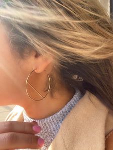 Sterling Silver Plated Brass Modern Sol Hoop Earrings
