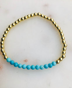 Gold Plated Beads with Turquoise Bracelet