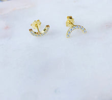 Load image into Gallery viewer, 925 Sterling Silver Moon Studs Earrings - All White Stones