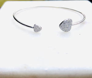 All Hearts Sterling Silver Pave Stones Bangle
