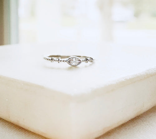 Sterling Silver Sideway Marquise Stackable Ring
