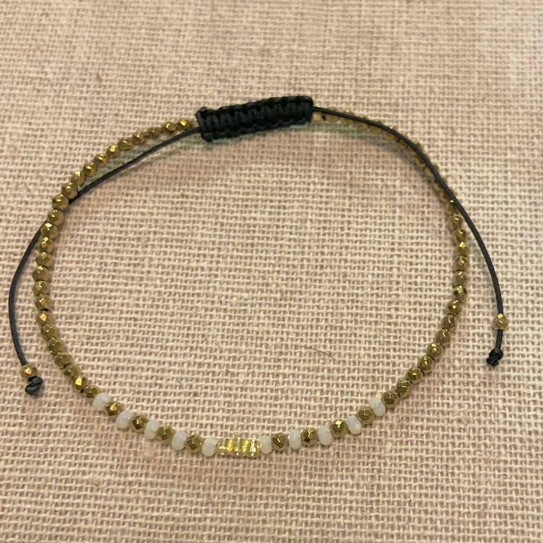 Gold Plated Matte White Cord Line Bracelet