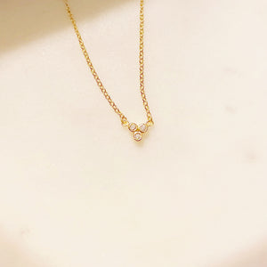 Three Times Charmed CZ Necklace - Gold Plated