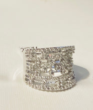 Load image into Gallery viewer, Silver Plated Brass Wide Band Cubic Zirconia Chaos Ring