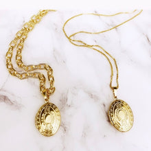 Load image into Gallery viewer, Gold Plated Oval Locket Necklace