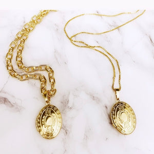 Gold Plated Oval Locket Necklace