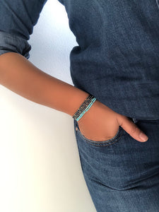 Silver Turquoise Stretch Layering Bracelet