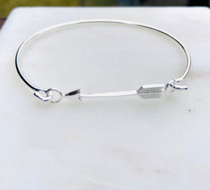 Sterling Silver Never A Straight Path Arrow Bangle