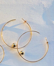 Load image into Gallery viewer, Sterling Silver Plated Brass Floating Gold Bead Hoop Earrings