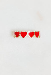 Sterling Silver Enamel Queen of Hearts Ring Size 9 - Red
