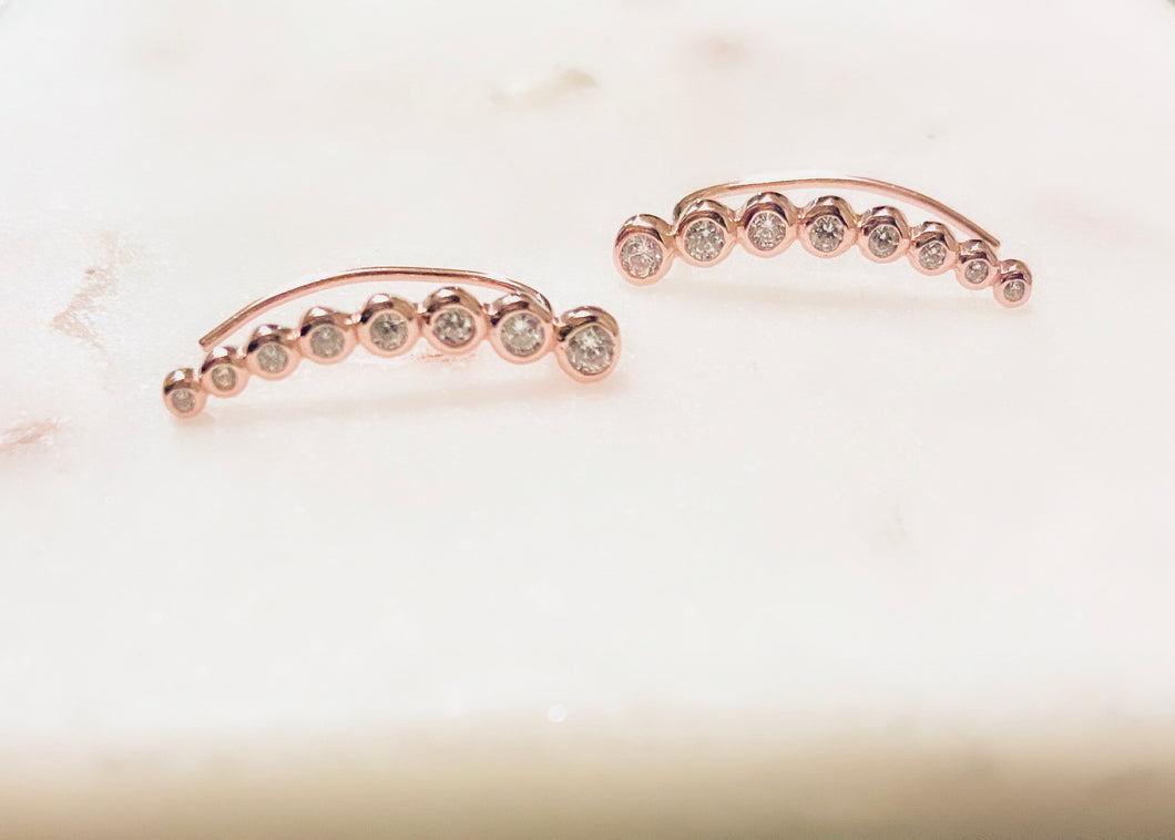 Sterling Silver Rose Gold Plated CZ Climber