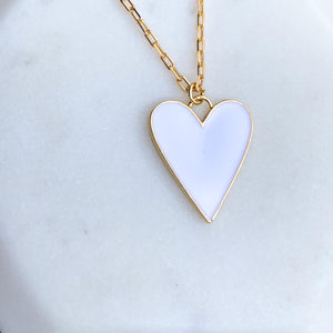 Pure Heart Enamel Necklace - White