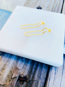 Sterling Silver Gold Plated Paper Clip Link Earrings