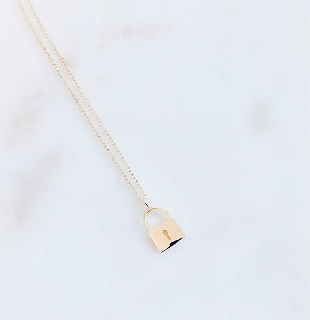Sterling Silver Gold Plated Love Lock Necklace