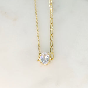 The Modern Solitaire Necklace - Oval