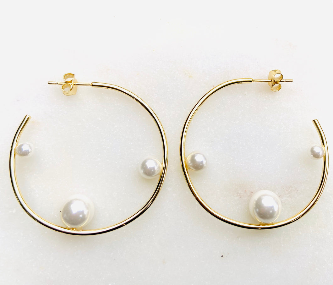 Gold Plated Perla Hoop Earrings