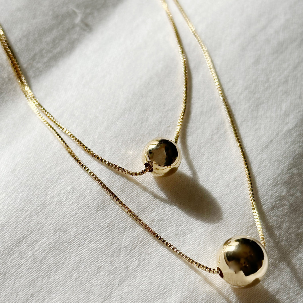 Double Layer Golden Sphere Necklace