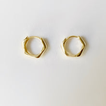 Load image into Gallery viewer, Sterling Silver Gold Plated Mini Wave Huggie Hoops