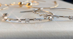 Sterling Silver Plated Brass CZ Estrella Full Hoop Earrings