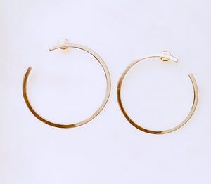 Sterling Silver Gold Plated Simple Front Hoops
