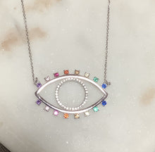 Load image into Gallery viewer, Large Rainbow Evil Eye Necklace
