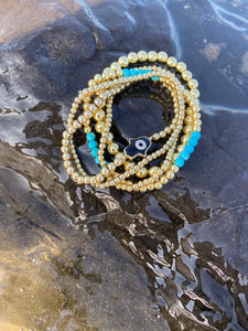 Layer Me Gold Plated Turquoise Bead Stretch Bracelet