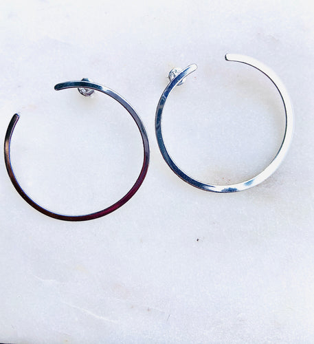 Sterling Silver Front Circle Hoop Earrings
