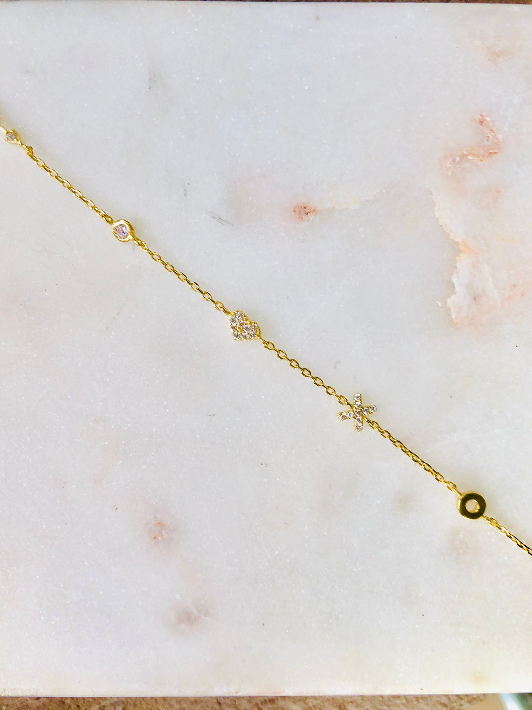X O Love Silver Gold Plated Bracelet