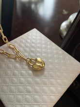 Load image into Gallery viewer, Sterling Silver Gold Plated Heart Lock Tag Bracelet