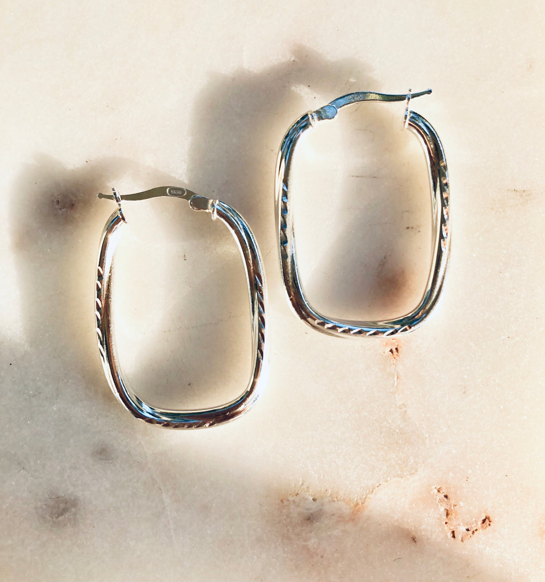 Sterling Silver Squareish Hoops