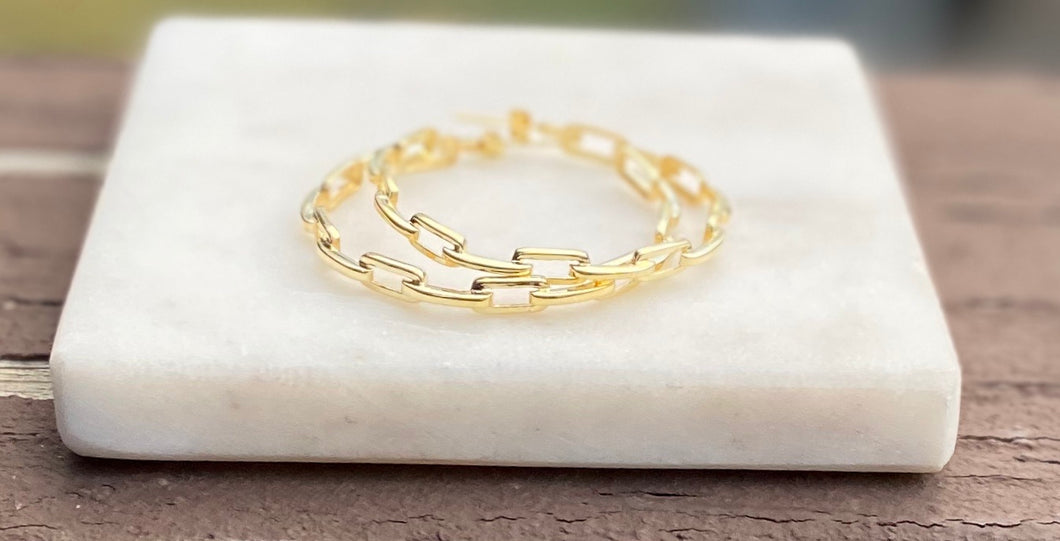 The Jacqueline Gold Plated Chain Link Hoop Earrings
