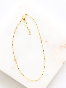 Bar and Chain Sterling Silver Gold Plated Anklet