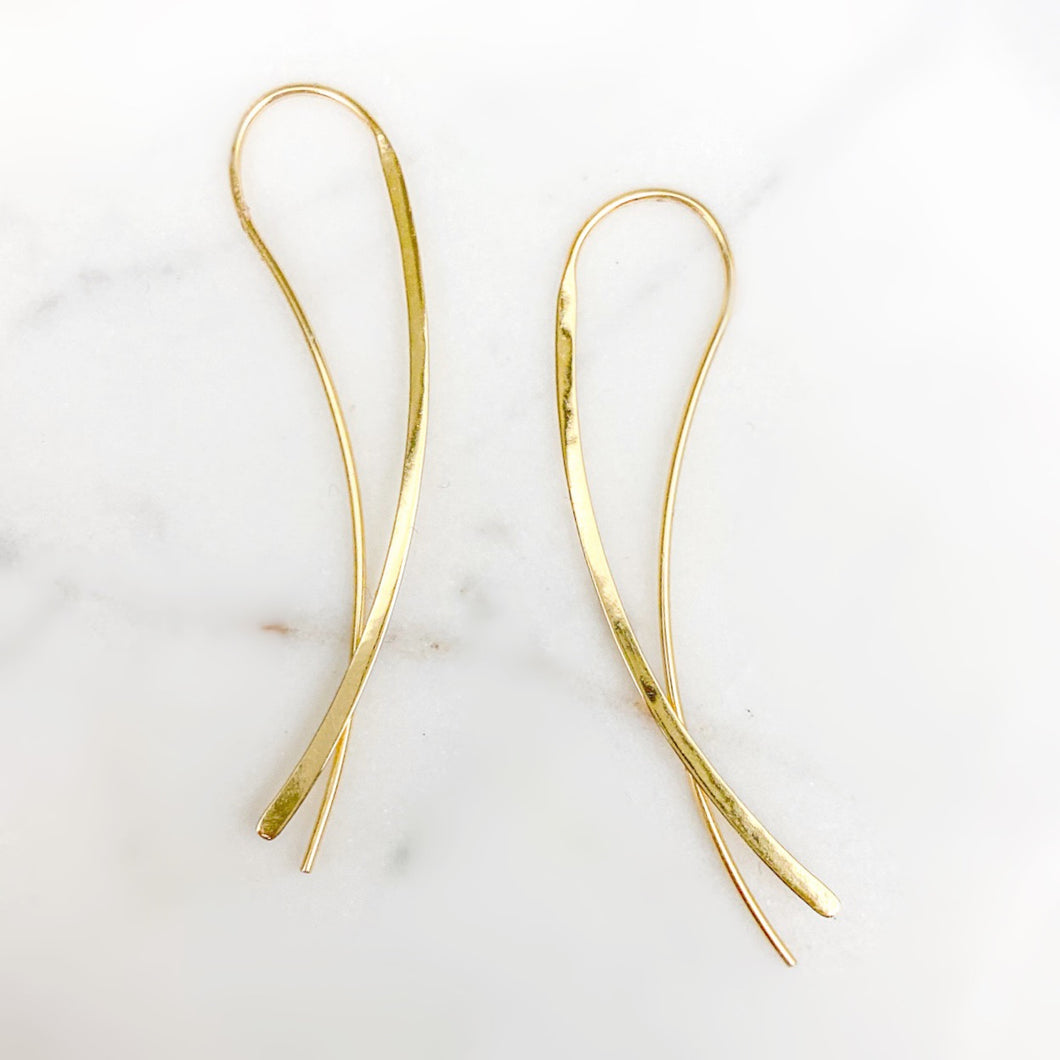 14K Gold Plated Thin Line Earring Threaders