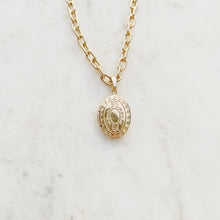 Load image into Gallery viewer, Gold Plated Oval Locket Necklace - Paper Clip Link Chain