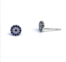 Load image into Gallery viewer, 925 Sterling Silver Round Blue Stone Evil Eye Earrings