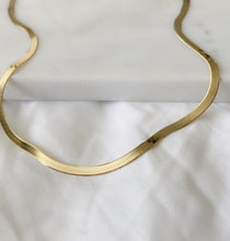 Load image into Gallery viewer, Sterling Silver 14K Gold Plated Liquid Herringbone Chain Necklace 20”