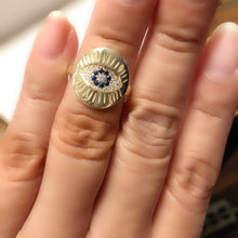 Load image into Gallery viewer, Sterling Silver 14K Gold Plated Evil Eye Medallion Ring