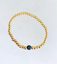Load image into Gallery viewer, Brass Plated Stackable Bead Bracelet - Pave Color Center Bead