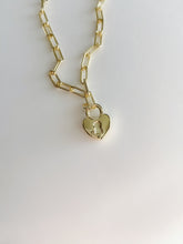 Load image into Gallery viewer, Sterling Silver Gold Plated Heart Lock Tag Bracelet