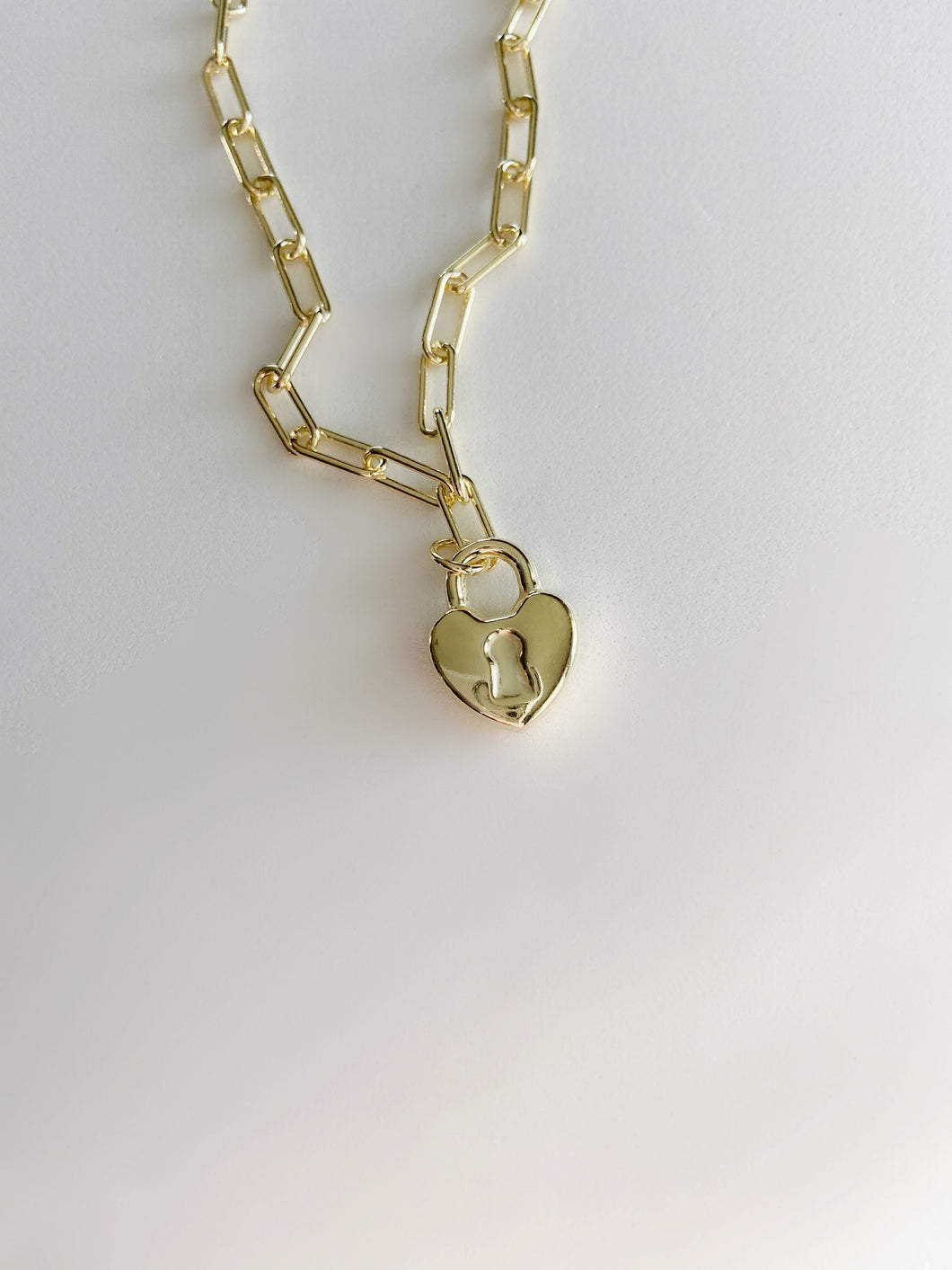 Sterling Silver Gold Plated Heart Lock Tag Bracelet