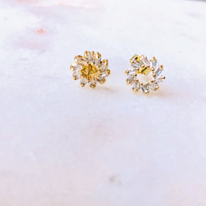 Spiral Stone Circle Earrings