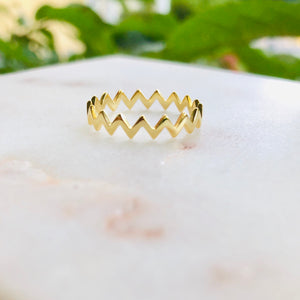 ZigZag Rings - 925 Sterling Silver, Gold Tone