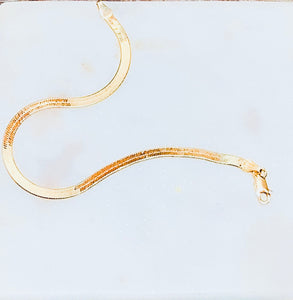 Sterling Silver Gold Plated Herringbone Bracelet