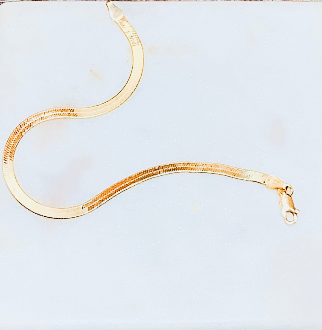 Sterling Silver Gold Plated Herringbone Bracelet