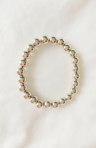 Brass Plated Stackable Bead Bracelet - Silver Tone 6MM