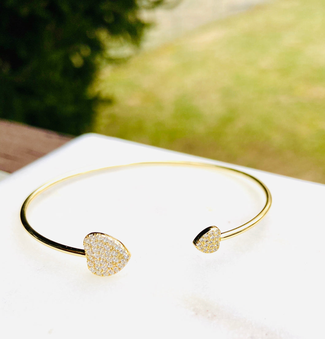 No Love is to Big or to Small Sterling Silver Gold Plated Pave Stones Bangle