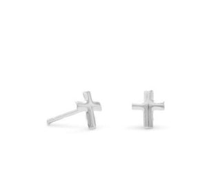 Sterling Silver Minimalist Cross Earrings