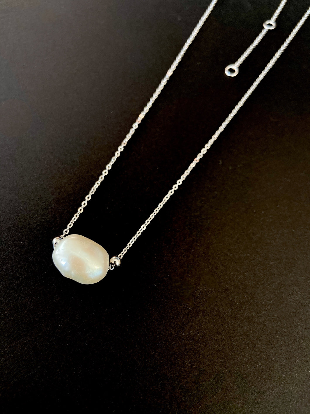 Sterling Silver Floating Baroque Pearl Lucia Necklace