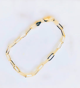 Sterling Silver Gold Plated Medium Paperclip Link Bracelet