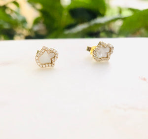 Sterling Silver Gold Plated Mother of Pearl Hamsa Earrings